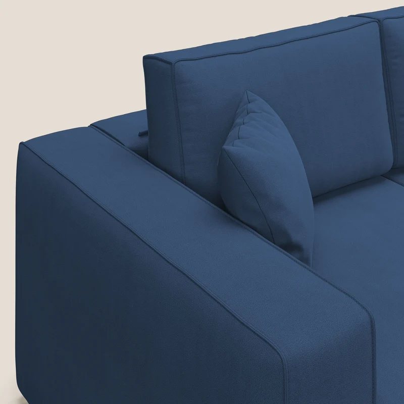 Morfeo Canapé avec 3 assises extractibles en tissu doux imperméable T02 bleu