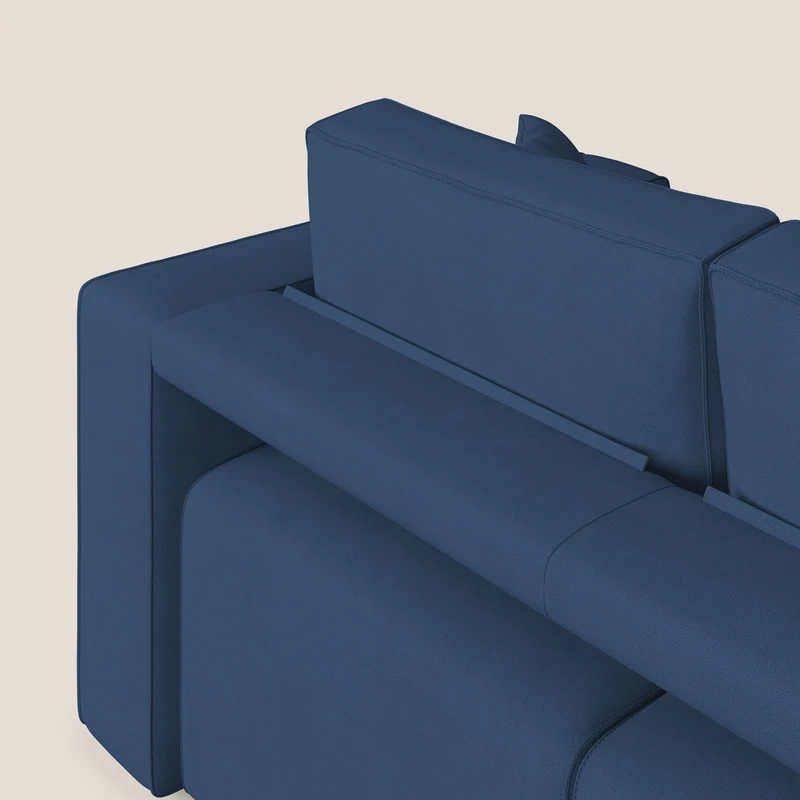 Morfeo Canapé avec 3 assises extractibles en tissu doux imperméable T02 bleu