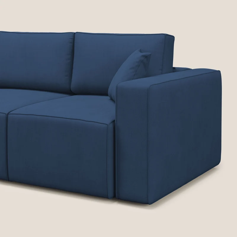 Morfeo Canapé avec 3 assises extractibles en tissu doux imperméable T02 bleu