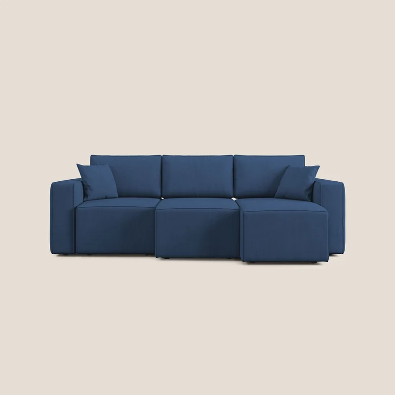 Morfeo Canapé avec 3 assises extractibles en tissu doux imperméable T02 bleu