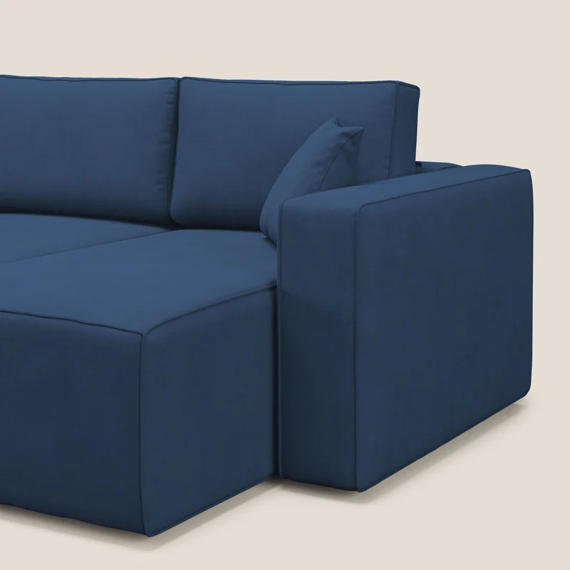 Morfeo Canapé avec 3 assises extractibles en tissu doux imperméable T02 bleu