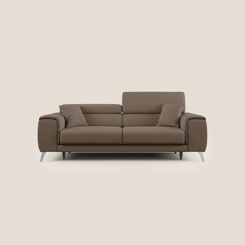 Fusion Canapé avec assises coulissantes en tissu doux antitache T05 marron