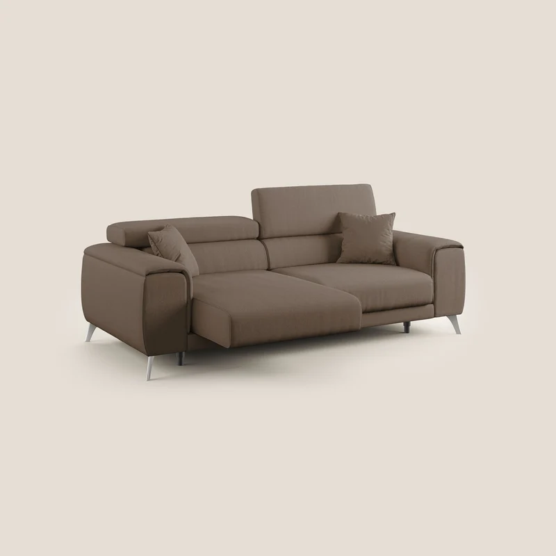 Fusion Canapé avec assises coulissantes en tissu doux antitache T05 marron