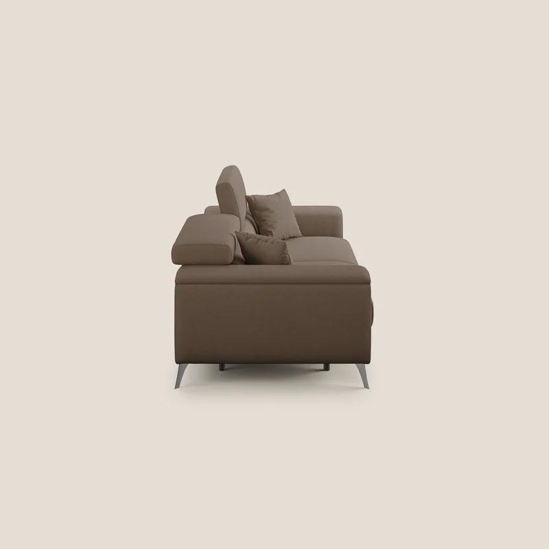 Fusion Canapé avec assises coulissantes en tissu doux antitache T05 marron
