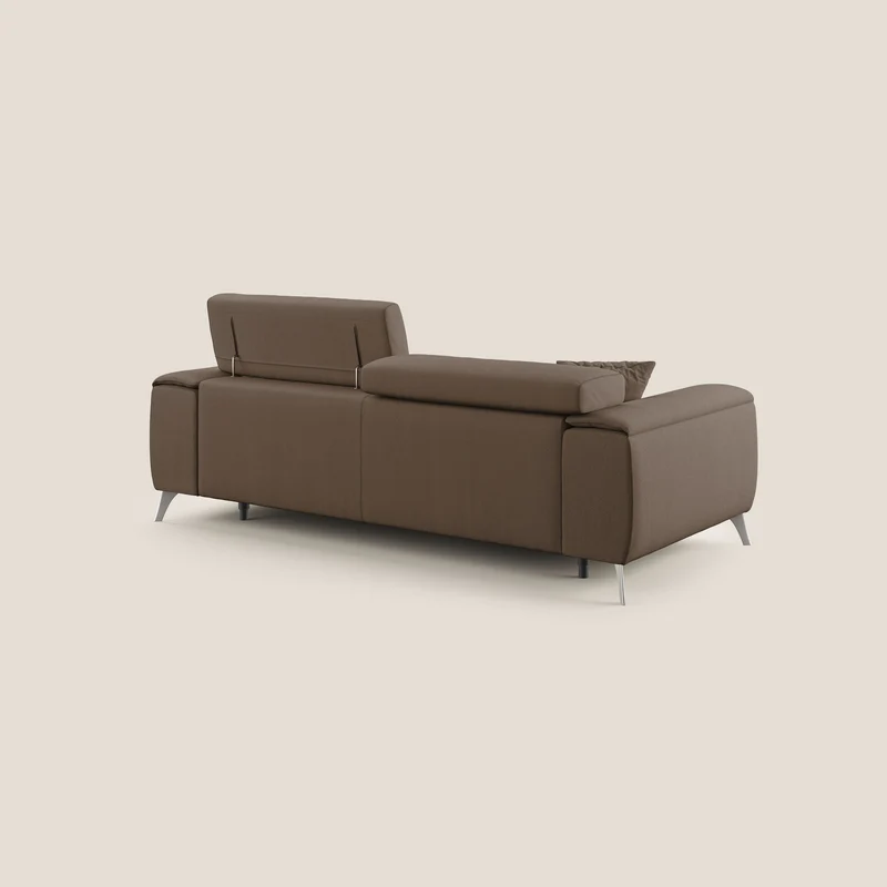 Fusion Canapé avec assises coulissantes en tissu doux antitache T05 marron