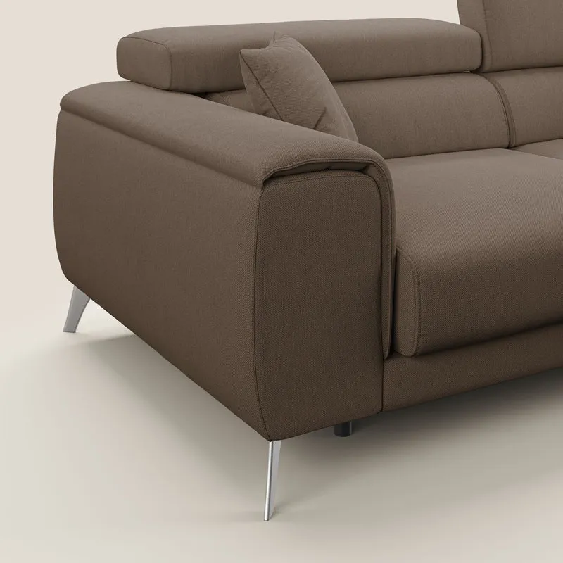 Fusion Canapé avec assises coulissantes en tissu doux antitache T05 marron