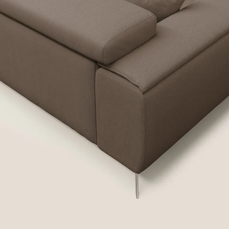 Fusion Canapé avec assises coulissantes en tissu doux antitache T05 marron