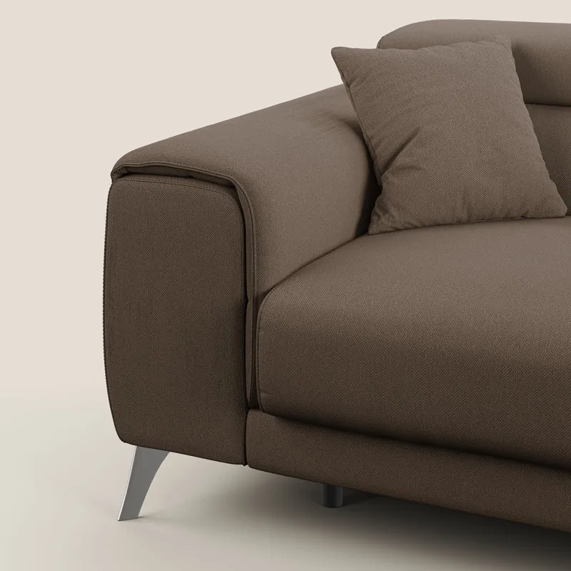 Fusion Canapé avec assises coulissantes en tissu doux antitache T05 marron
