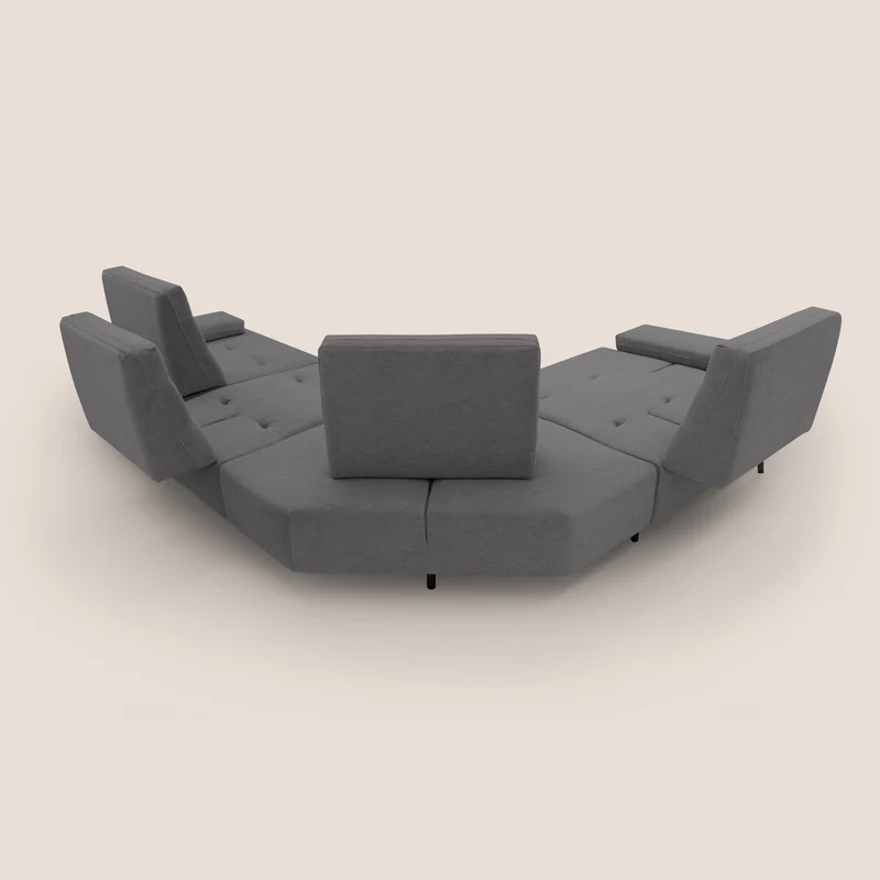 Lugano Canapé d'angle avec dossiers coulissants en velours doux T09 gris