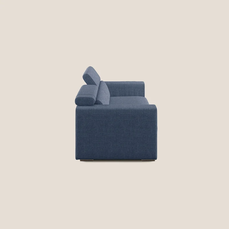 Vegas canapé avec têtières inclinables en tissu doux imperméable T06 bleu