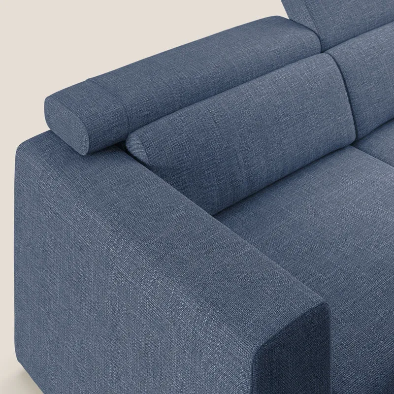 Vegas canapé avec têtières inclinables en tissu doux imperméable T06 bleu