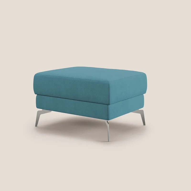 Star Pouf avec pieds hauts en tissu imperméable T02 bleu ciel