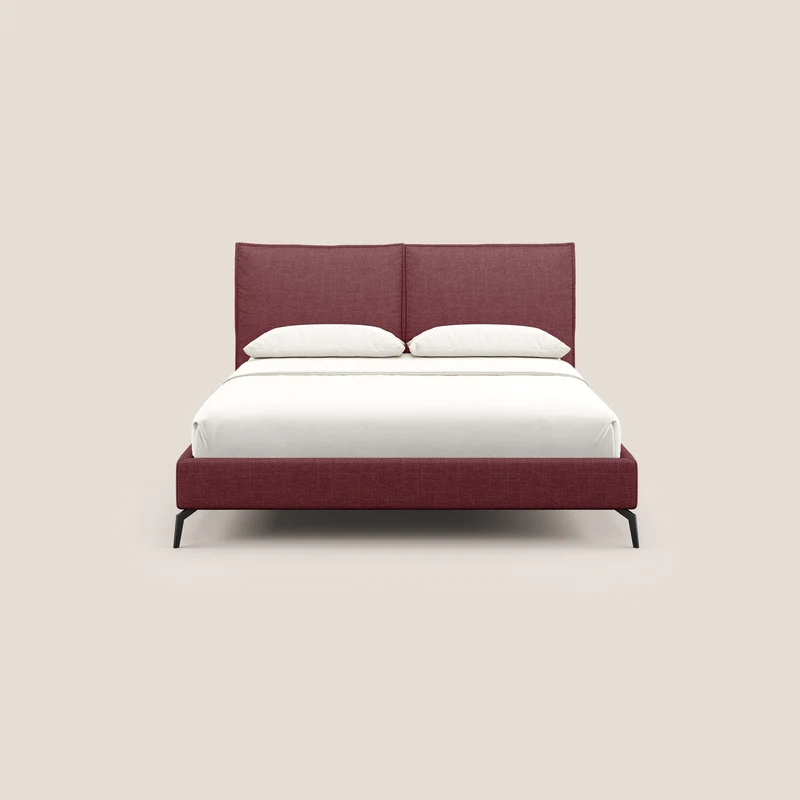 Cloe lit rembourré avec pieds en métal déhoussable en tissu imperméable T06 rouge