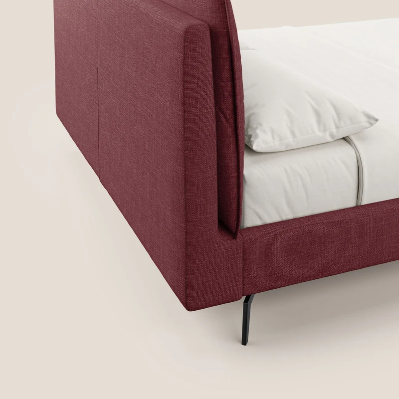 Cloe lit rembourré avec pieds en métal déhoussable en tissu imperméable T06 rouge