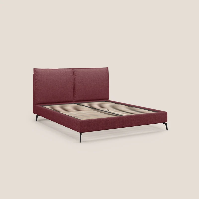 Cloe lit rembourré avec pieds en métal déhoussable en tissu imperméable T06 rouge