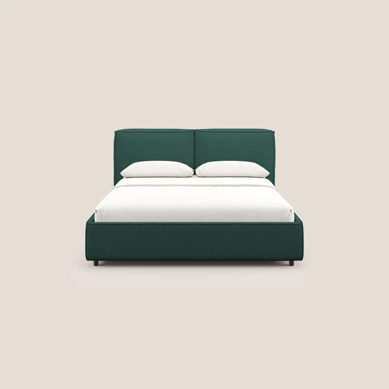 Cocoon lit avec coffre rembourré déhoussable en bouclette imperméable T07 vert