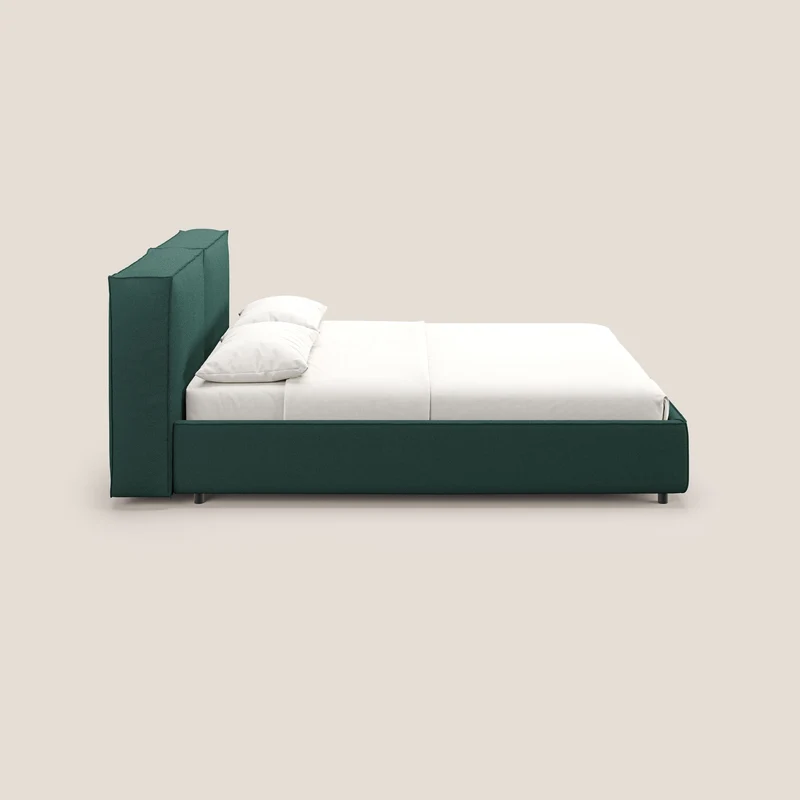 Cocoon lit avec coffre rembourré déhoussable en bouclette imperméable T07 vert
