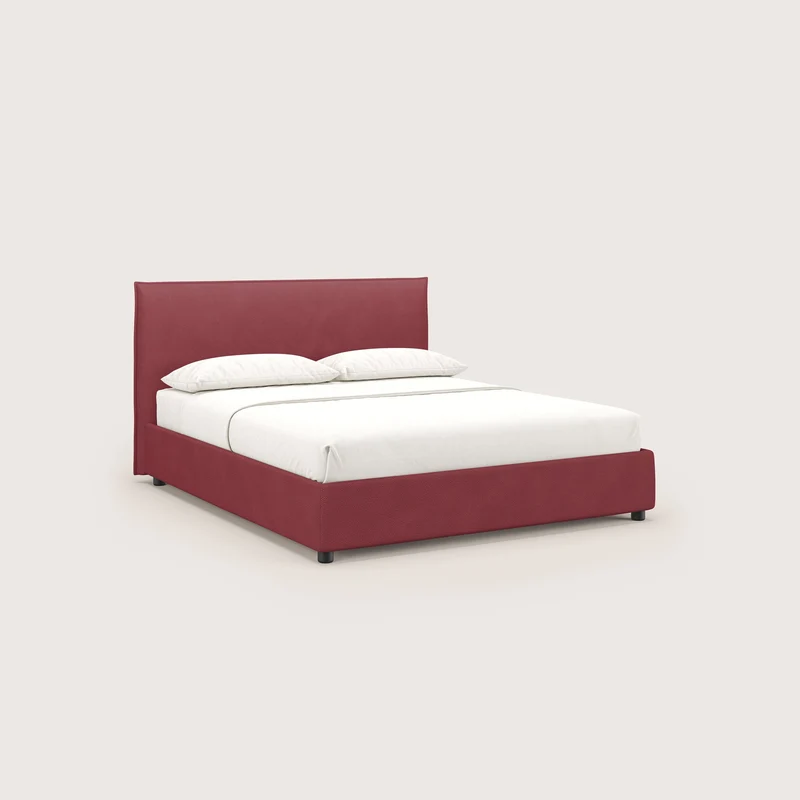 Nina lit coffre au design minimaliste en microfibre détachable effet cuir T15 rouge