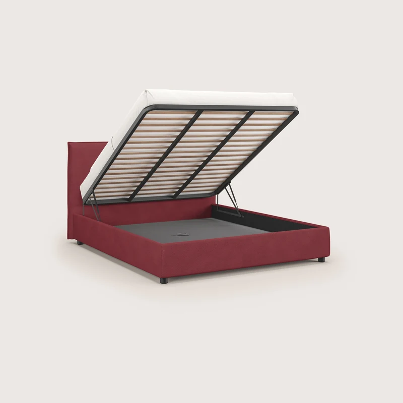 Nina lit coffre au design minimaliste en microfibre détachable effet cuir T15 rouge