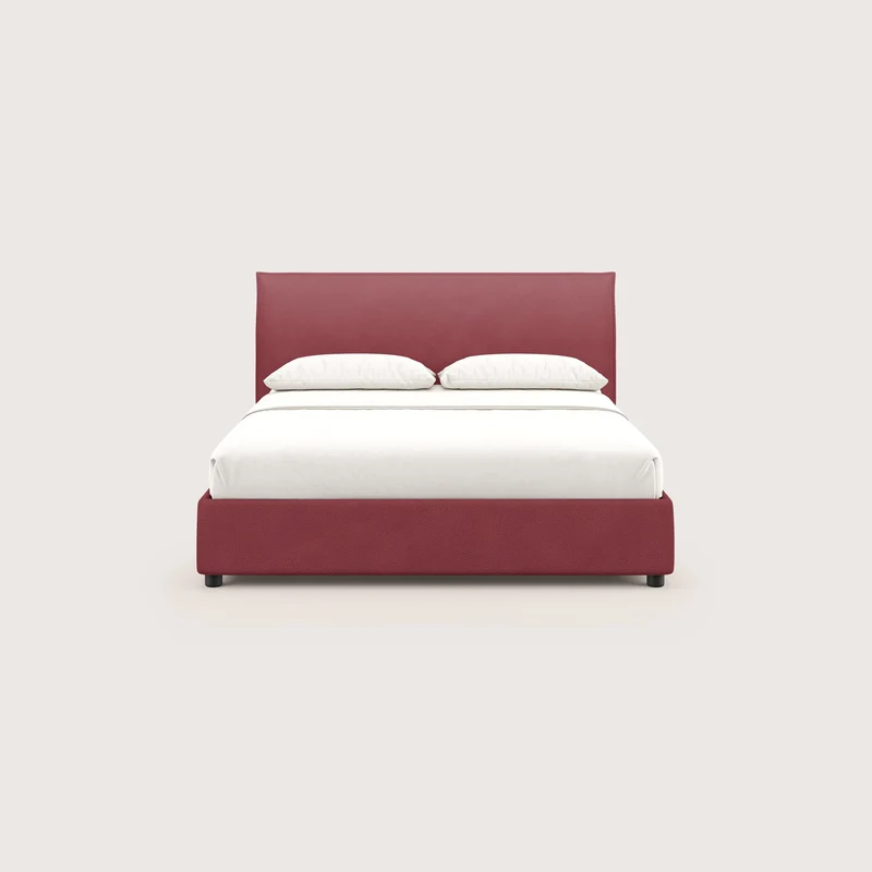 Nina lit coffre au design minimaliste en microfibre détachable effet cuir T15 rouge