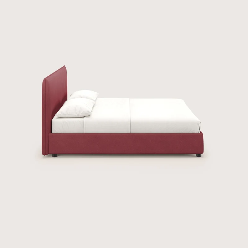 Nina lit coffre au design minimaliste en microfibre détachable effet cuir T15 rouge