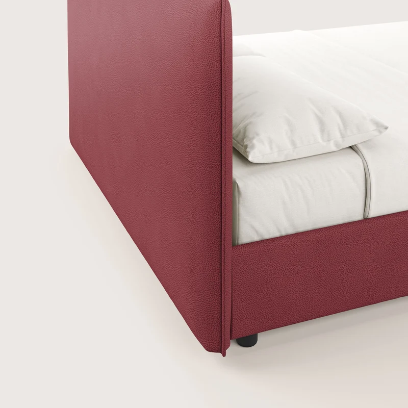 Nina lit coffre au design minimaliste en microfibre détachable effet cuir T15 rouge