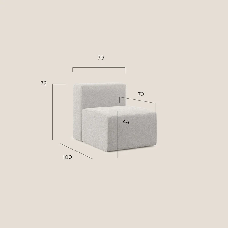 Nettuno module de fauteuil central en bouclette douce T07 bleu