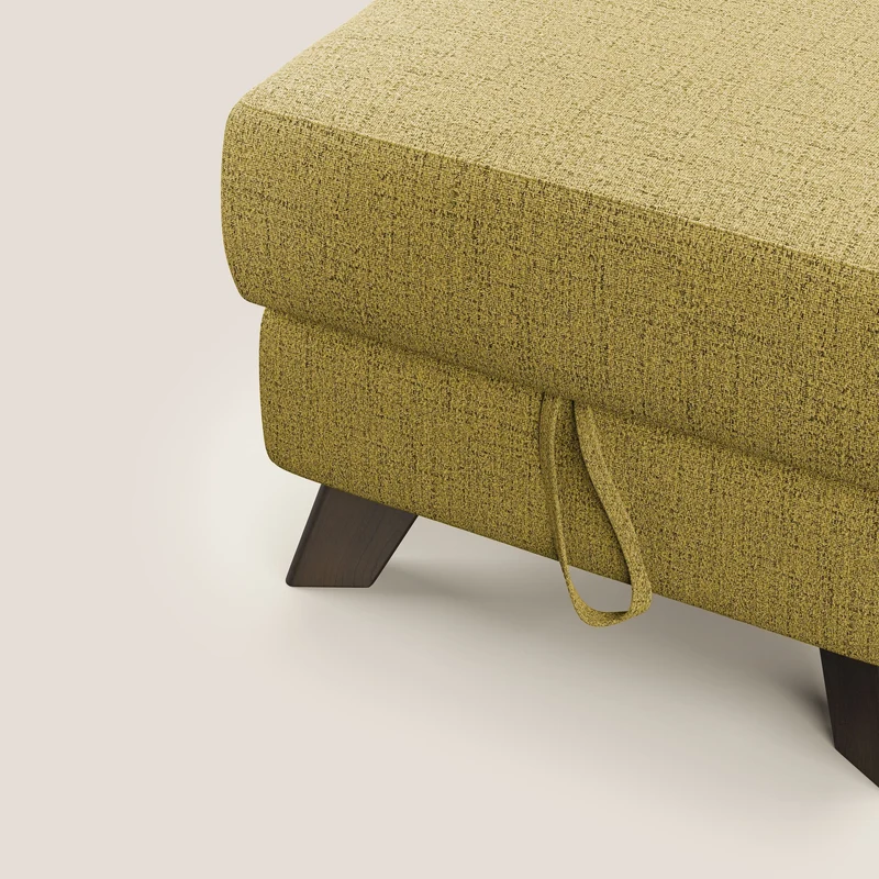 Moon Pouf coffre aux pieds hauts en tissu doux imperméable flammé T03 jaune