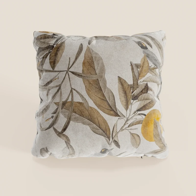 Lemon collection élégante de coussins à motifs en velours imperméable beige
