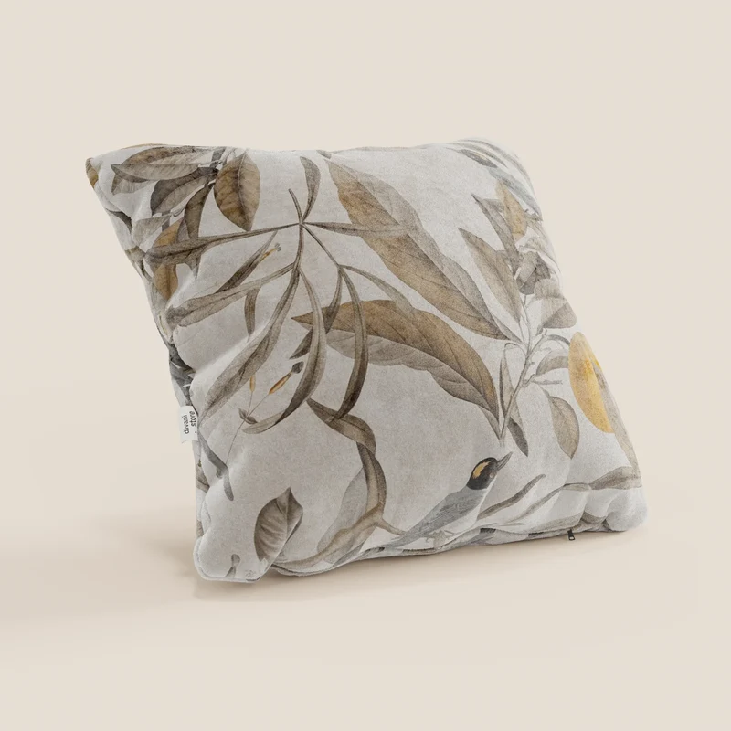 Lemon collection élégante de coussins à motifs en velours imperméable beige