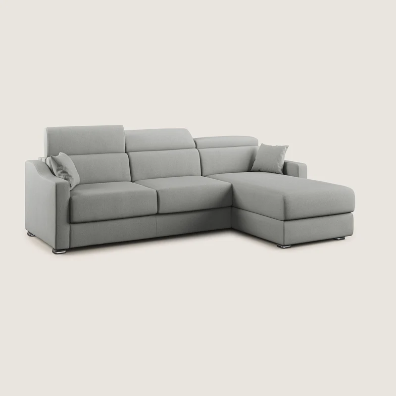 Canapé-lit d’angle Amber en tissu anti-taches T05 gris