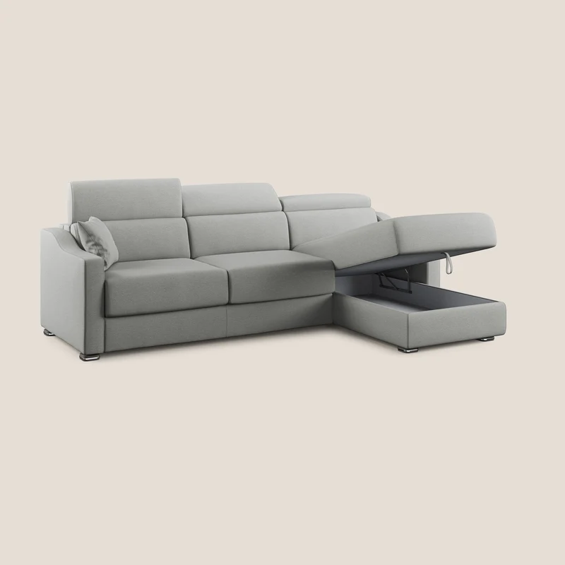 Canapé-lit d’angle Amber en tissu anti-taches T05 gris
