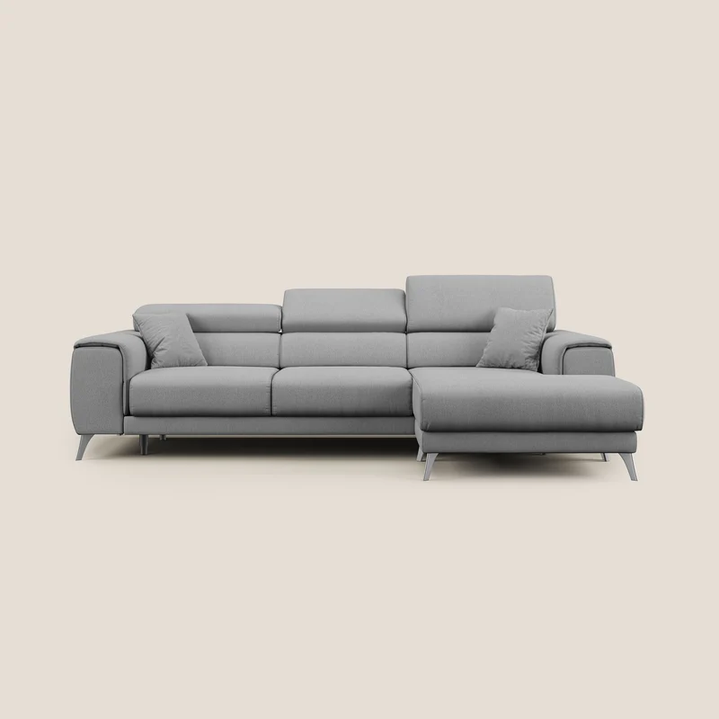 Fusion Canapé d'angle avec assises amovibles en tissu doux antitache T05 gris