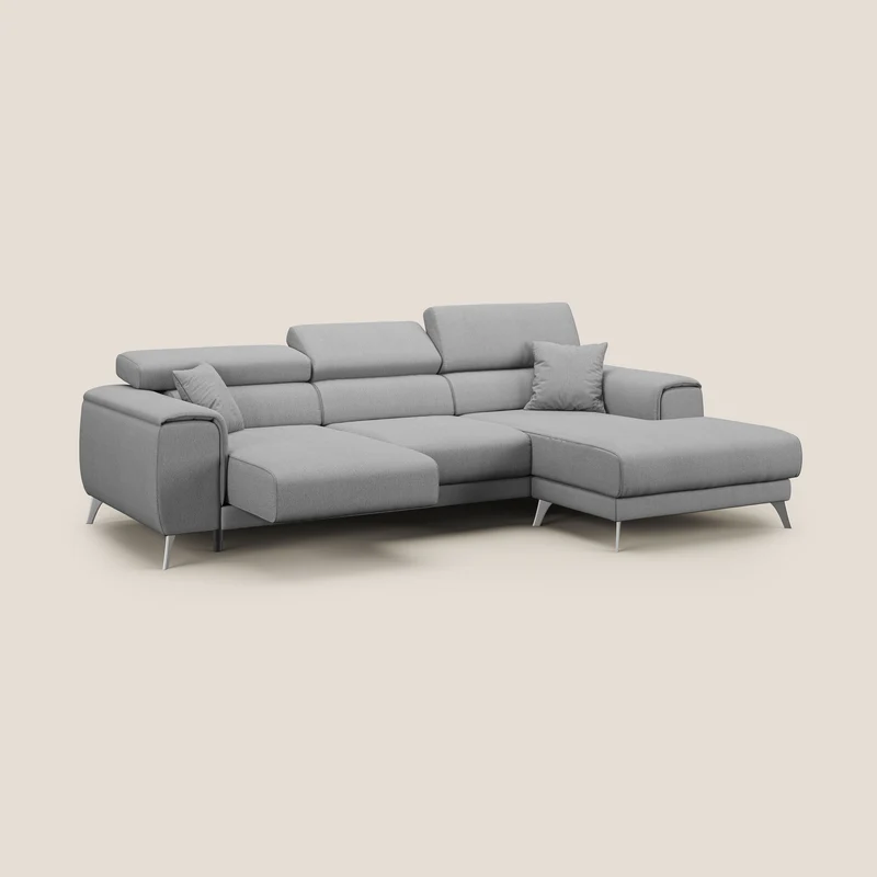 Fusion Canapé d'angle avec assises amovibles en tissu doux antitache T05 gris