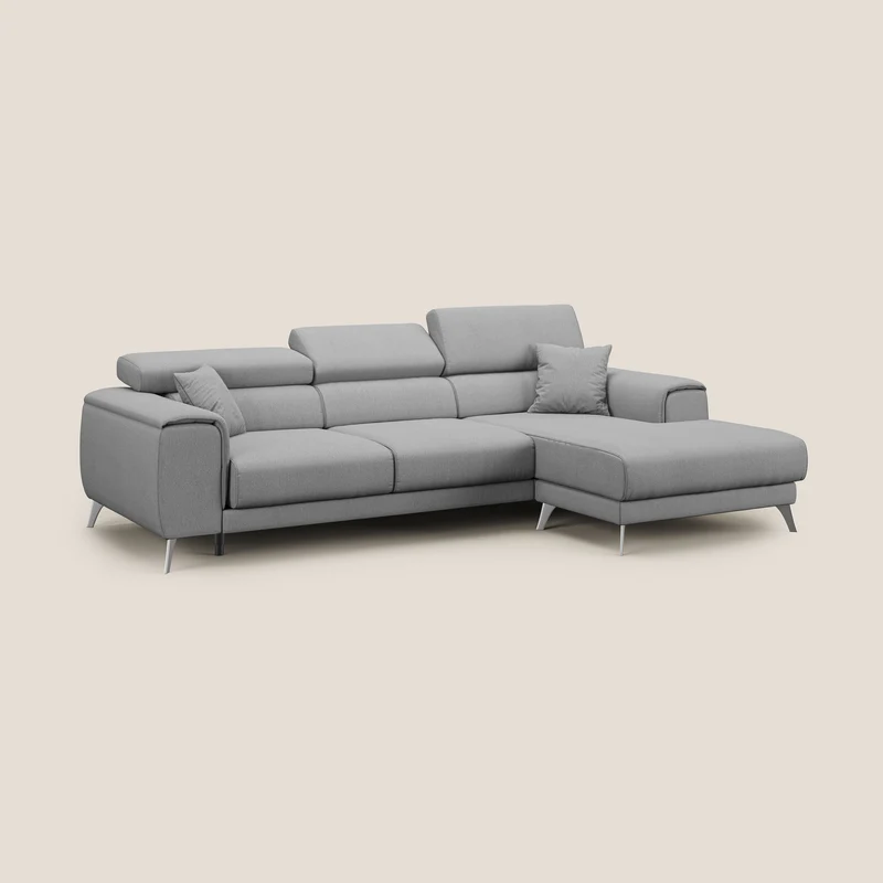 Fusion Canapé d'angle avec assises amovibles en tissu doux antitache T05 gris