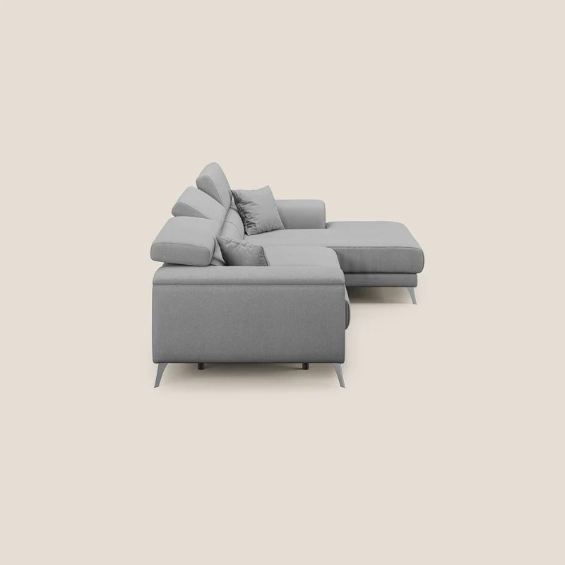 Fusion Canapé d'angle avec assises amovibles en tissu doux antitache T05 gris