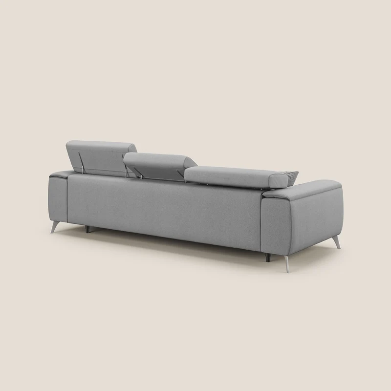 Fusion Canapé d'angle avec assises amovibles en tissu doux antitache T05 gris