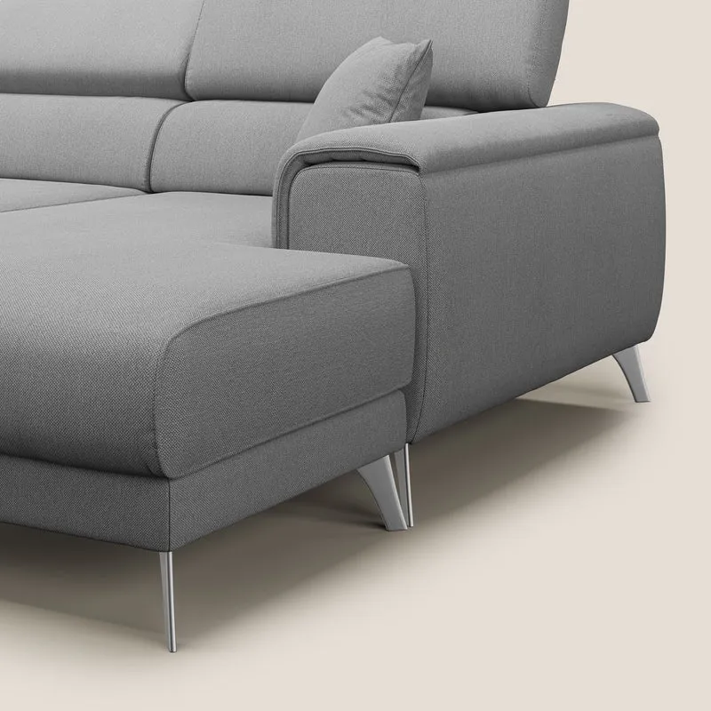Fusion Canapé d'angle avec assises amovibles en tissu doux antitache T05 gris