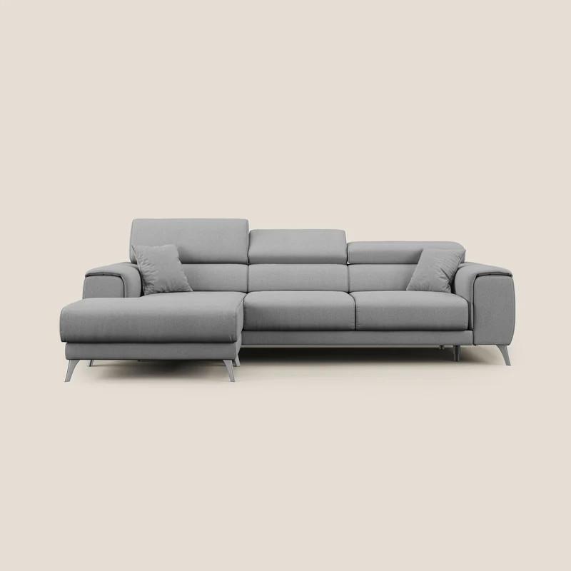 Fusion Canapé d'angle avec assises amovibles en tissu doux antitache T05 gris