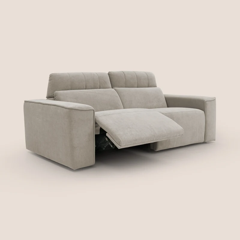 Clark Canapé modulable avec option relax électrique en tissu imperméable et détachable T17 beige