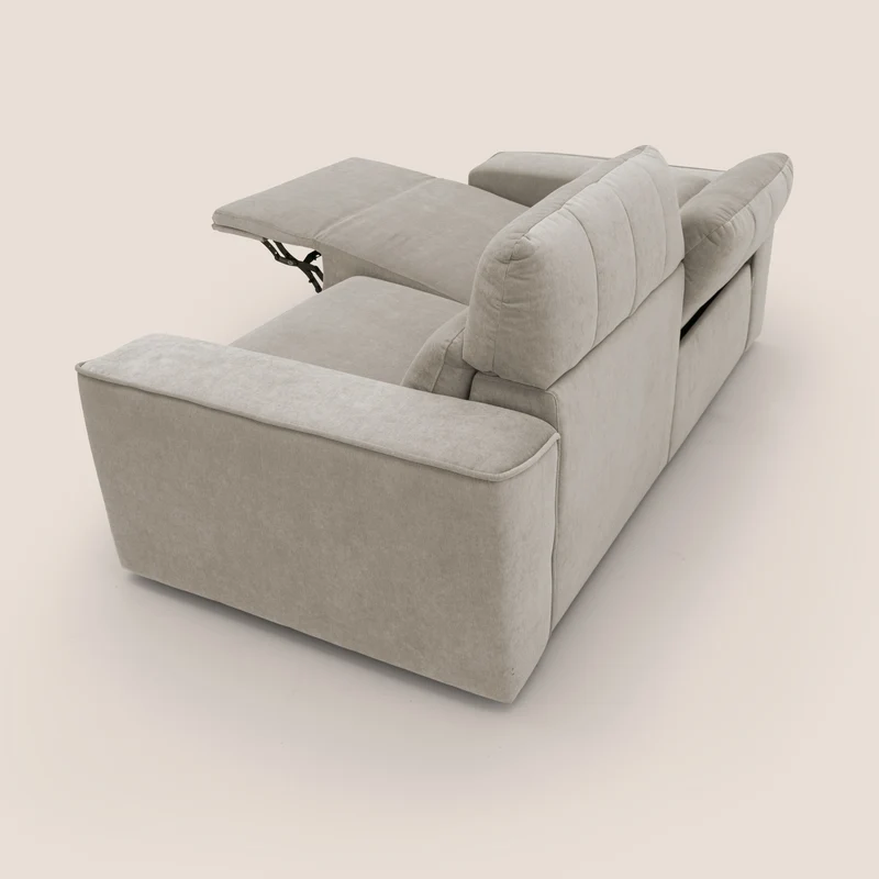 Clark Canapé modulable avec option relax électrique en tissu imperméable et détachable T17 beige