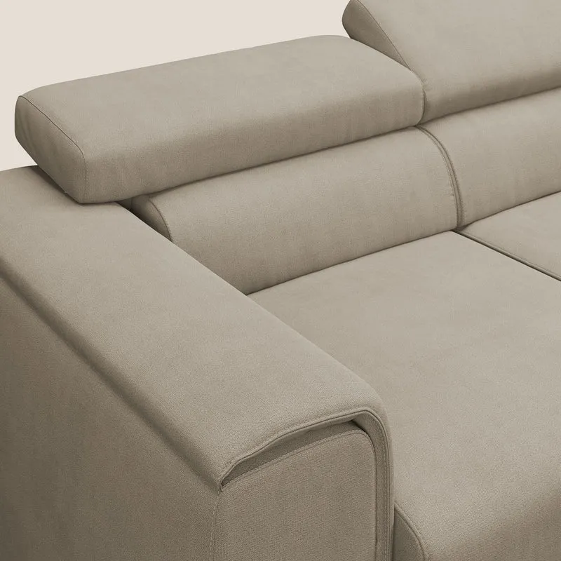 Zeno Canapé avec pouf extractible à 3 assises en tissu doux imperméable T02 beige