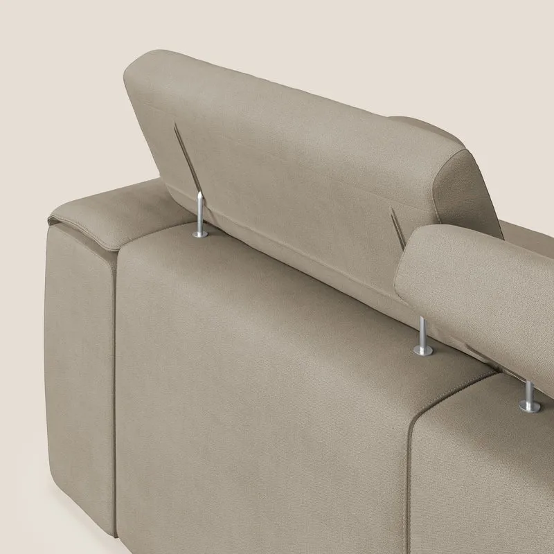 Zeno Canapé avec pouf extractible à 3 assises en tissu doux imperméable T02 beige