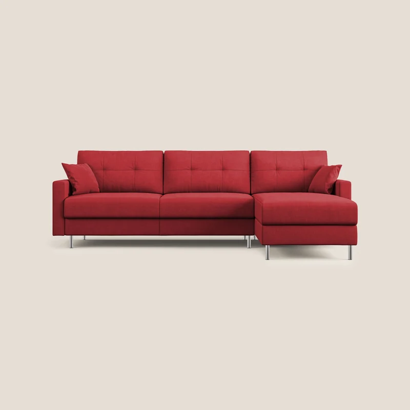 Megan canapé d'angle convertible en microfibre détachable T11 rouge