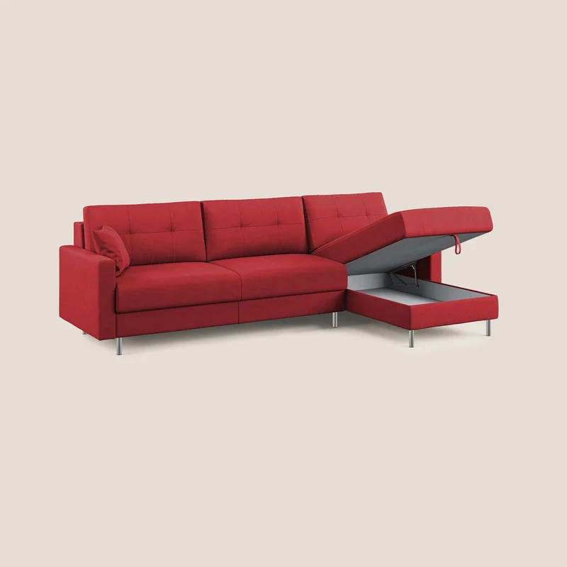 Megan canapé d'angle convertible en microfibre détachable T11 rouge