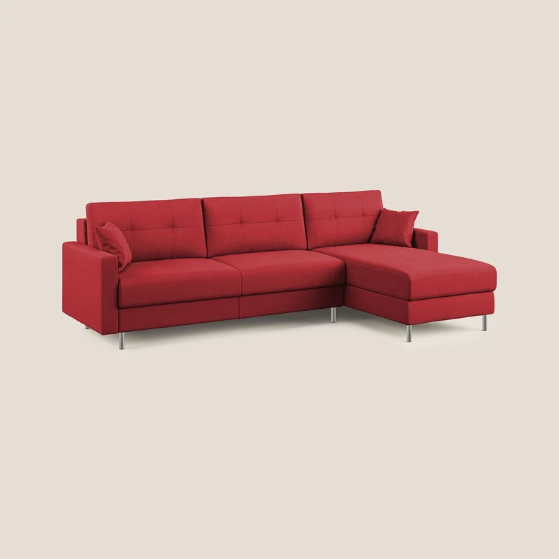 Megan canapé d'angle convertible en microfibre détachable T11 rouge