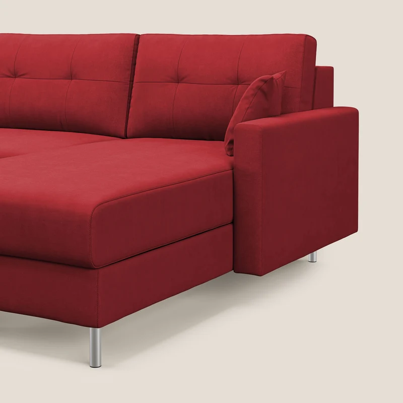 Megan canapé d'angle convertible en microfibre détachable T11 rouge