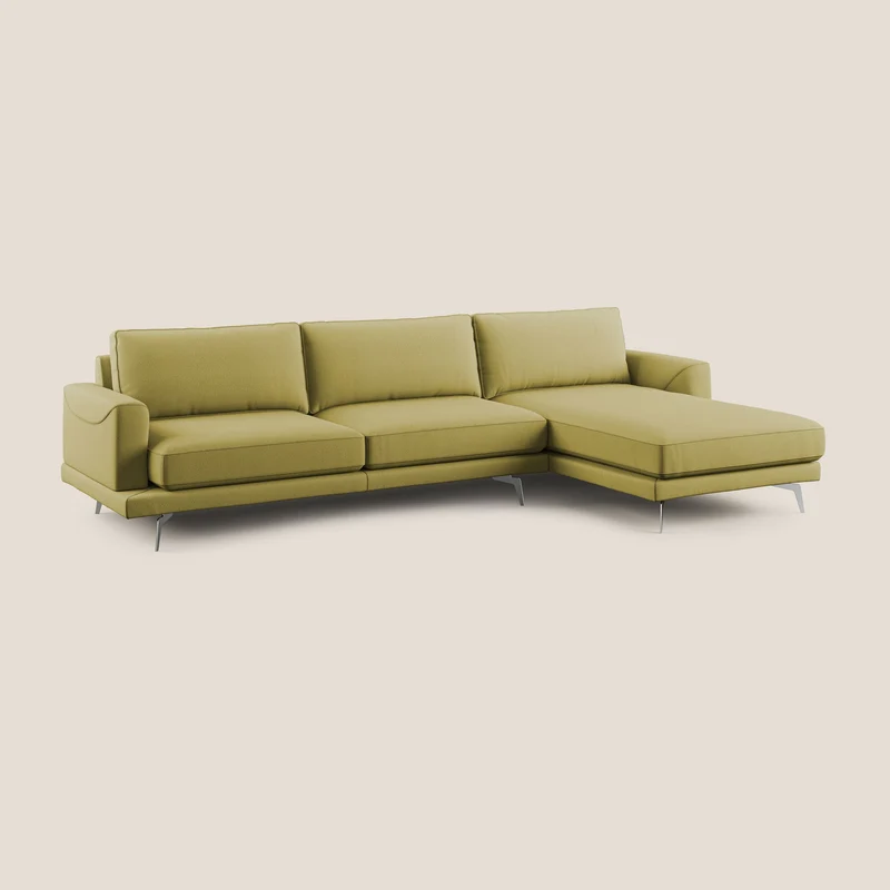 Dorian canapé d'angle moderne en tissu doux anti-tache T05 jaune