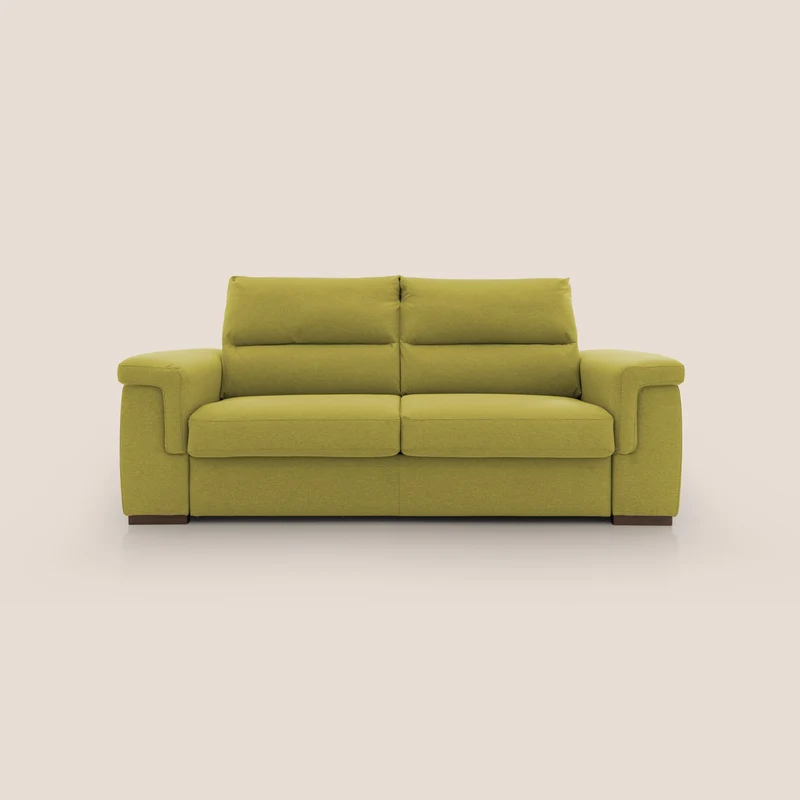 Magnolia canapé convertible avec matelas H 18cm et dossier haut et moelleux en tissu détachable T05 jaune