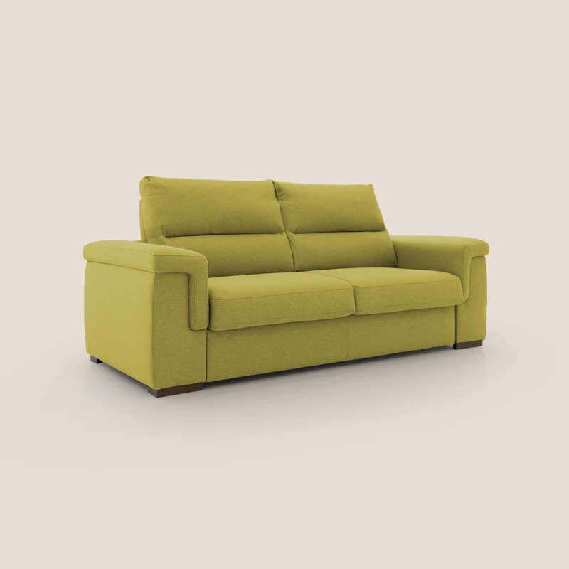 Magnolia canapé convertible avec matelas H 18cm et dossier haut et moelleux en tissu détachable T05 jaune